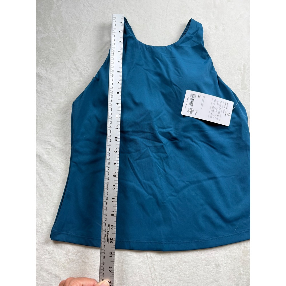 Athleta Marina Tankini Swim Top Teal Blue High Neck Recycled UPF 40+ Large NEW - Picture 3 of 8